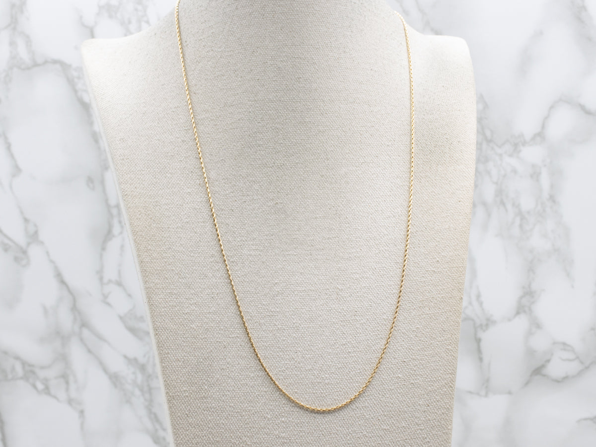 Long Yellow Gold Wheat Chain with Lobster Clasp