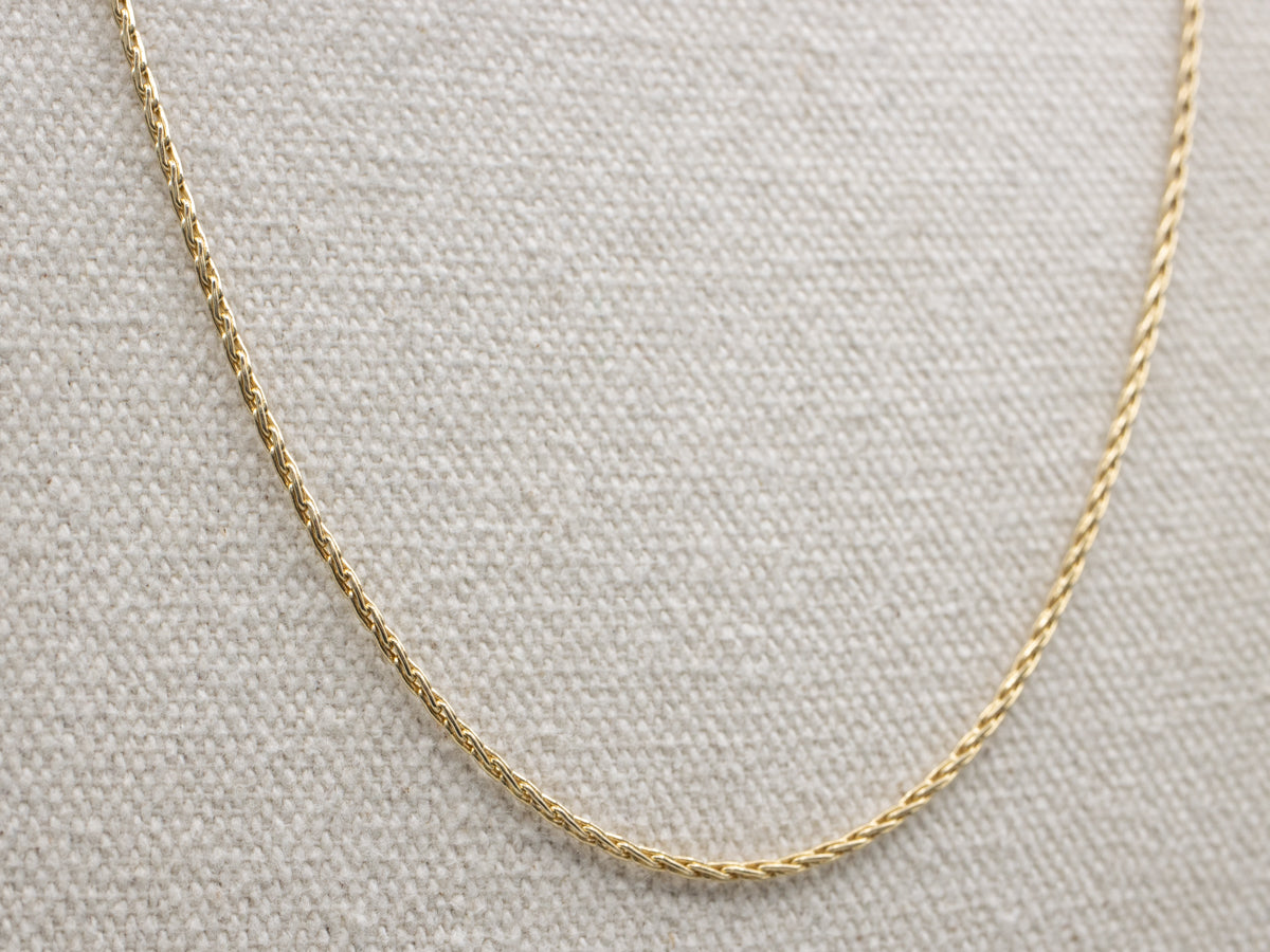 Long Yellow Gold Wheat Chain with Lobster Clasp