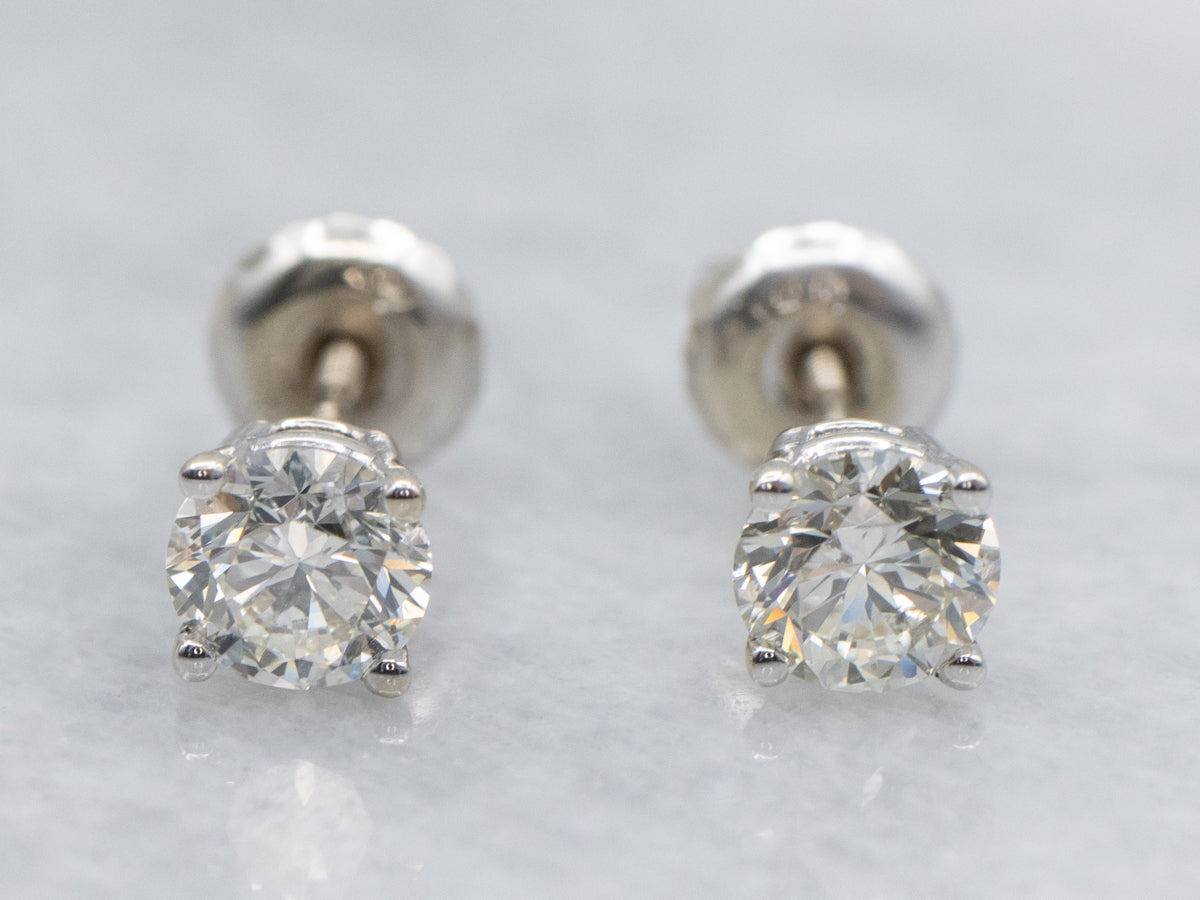 Round-Brilliant Diamond White Gold Stud Earrings