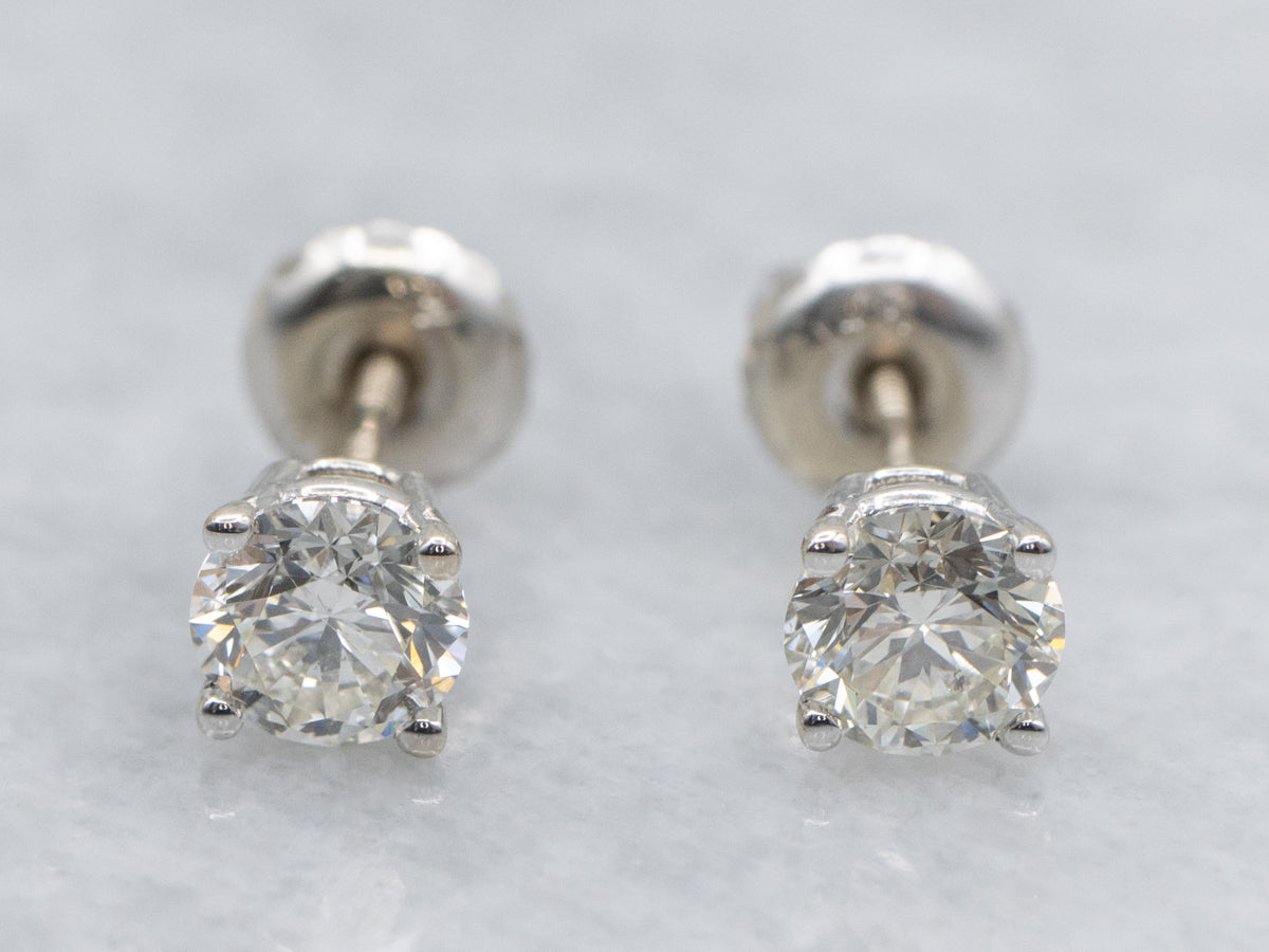 Round-Brilliant Diamond White Gold Stud Earrings