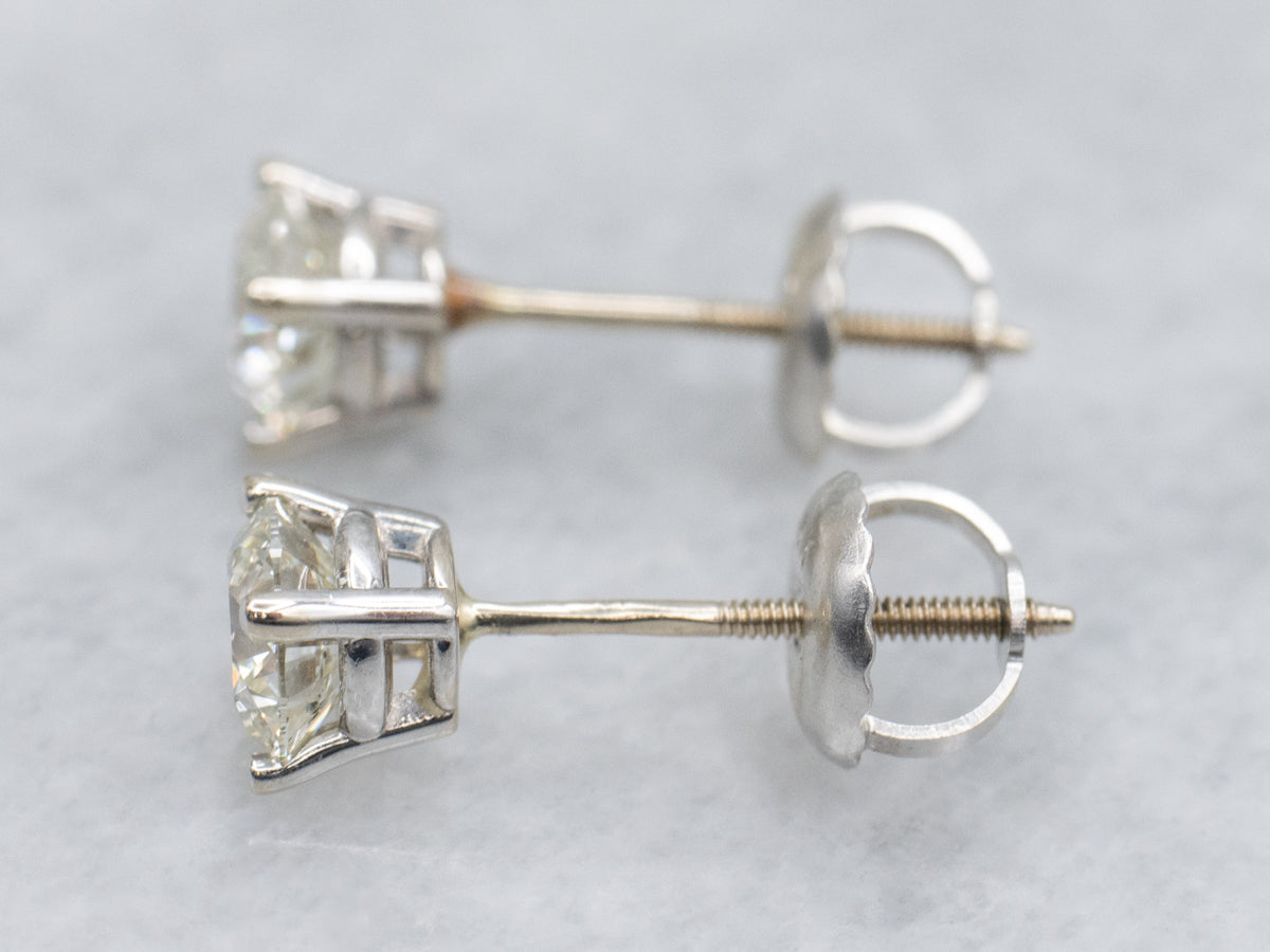 Round-Brilliant Diamond White Gold Stud Earrings