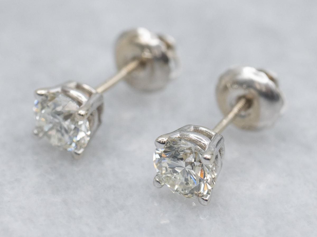 Round-Brilliant Diamond White Gold Stud Earrings