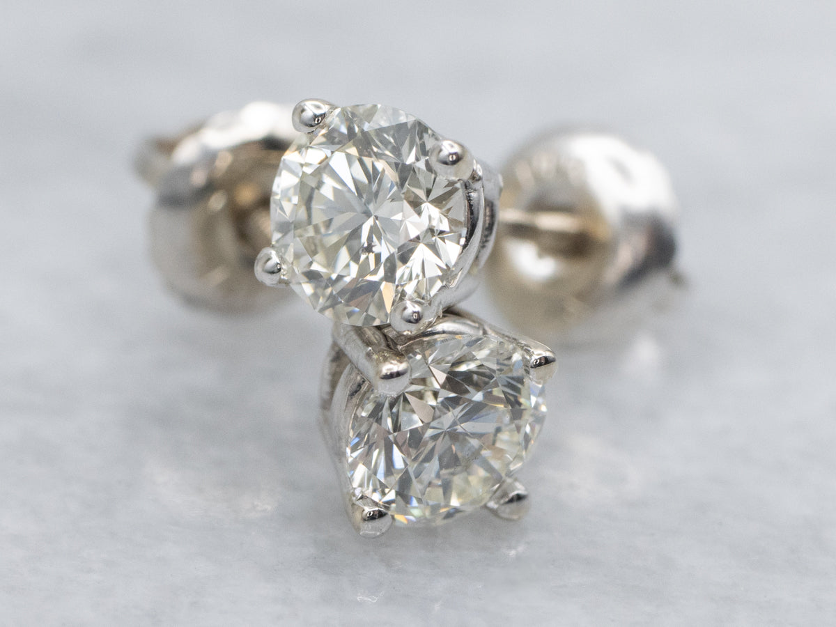 Round-Brilliant Diamond White Gold Stud Earrings