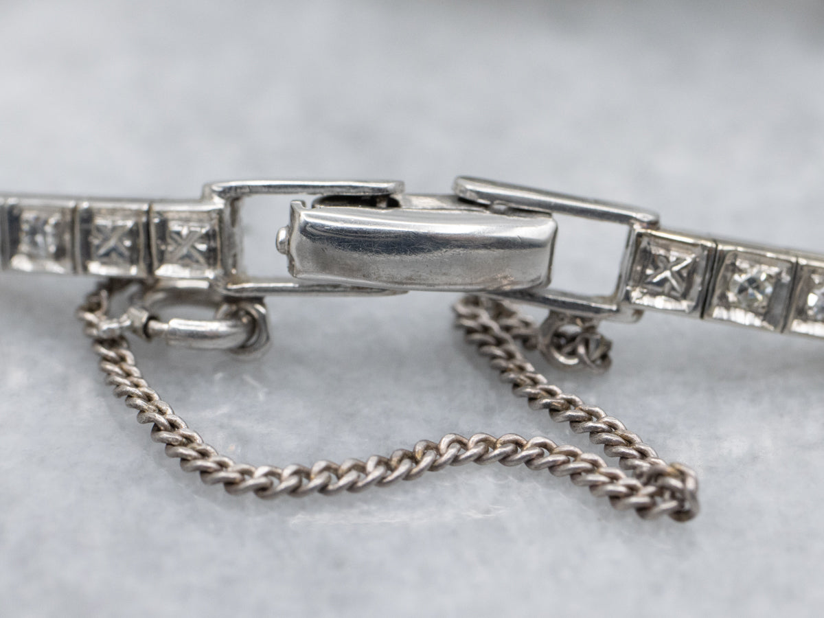 Vintage Diamond Hamilton White Gold Ladies Wrist Watch with Platinum Band