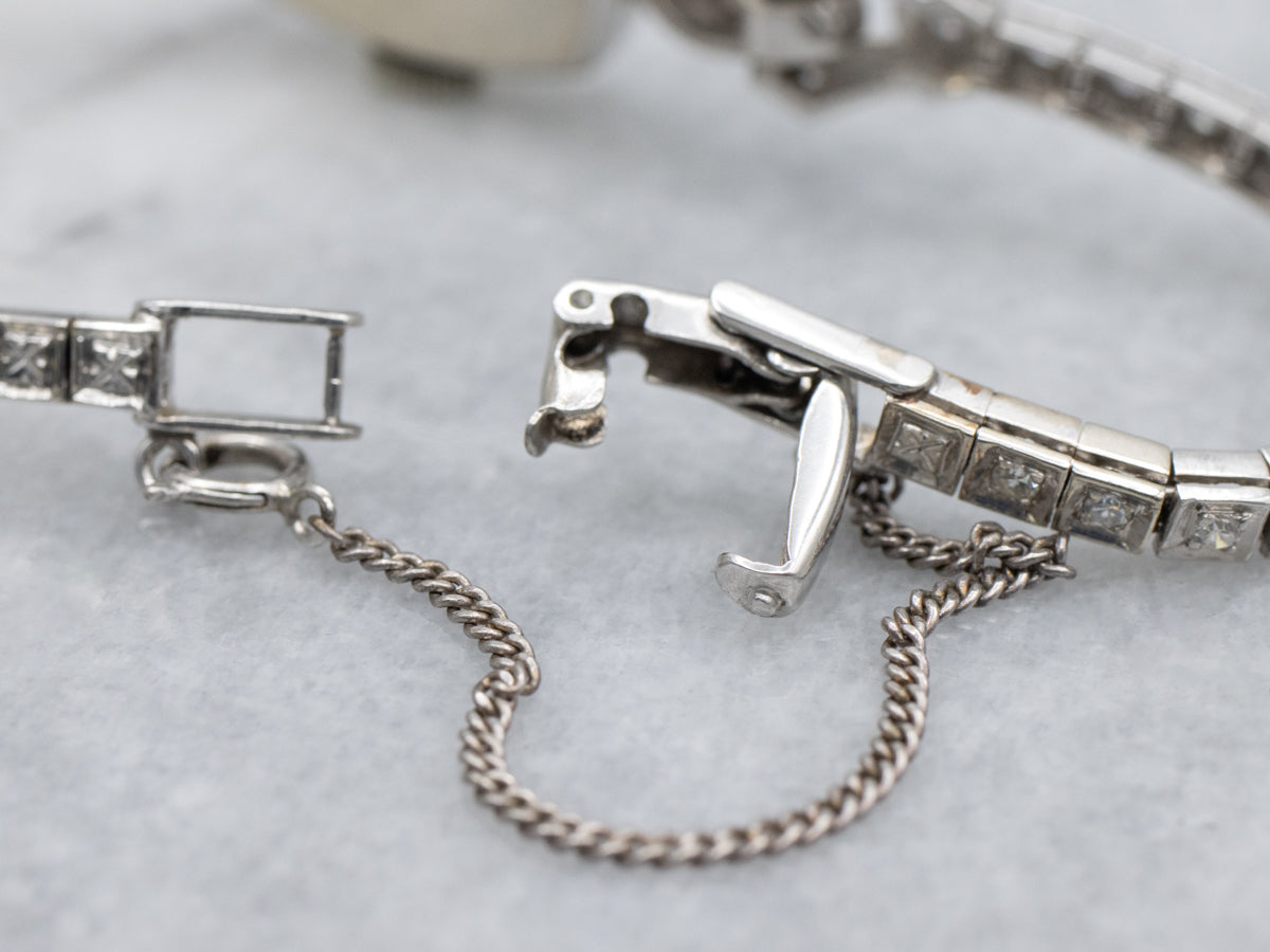 Vintage Diamond Hamilton White Gold Ladies Wrist Watch with Platinum Band