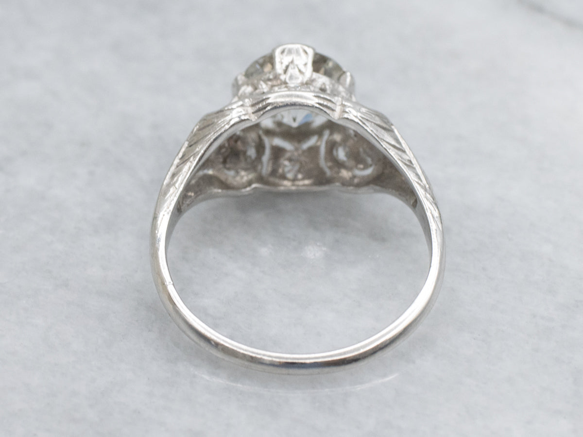 1920s Platinum Old European and Mine Cut Diamond Engagement Ring