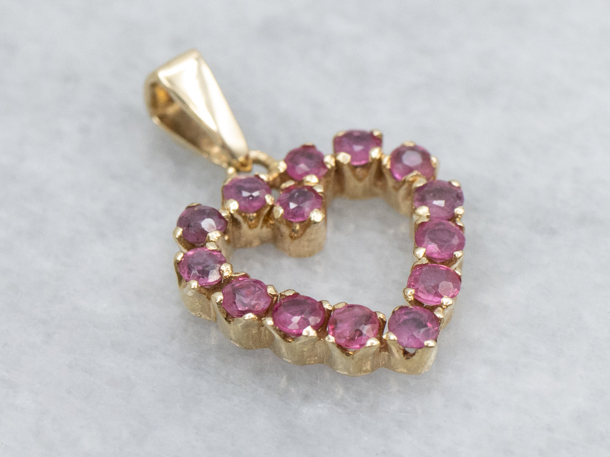 Sweetheart Ruby and Gold Pendant