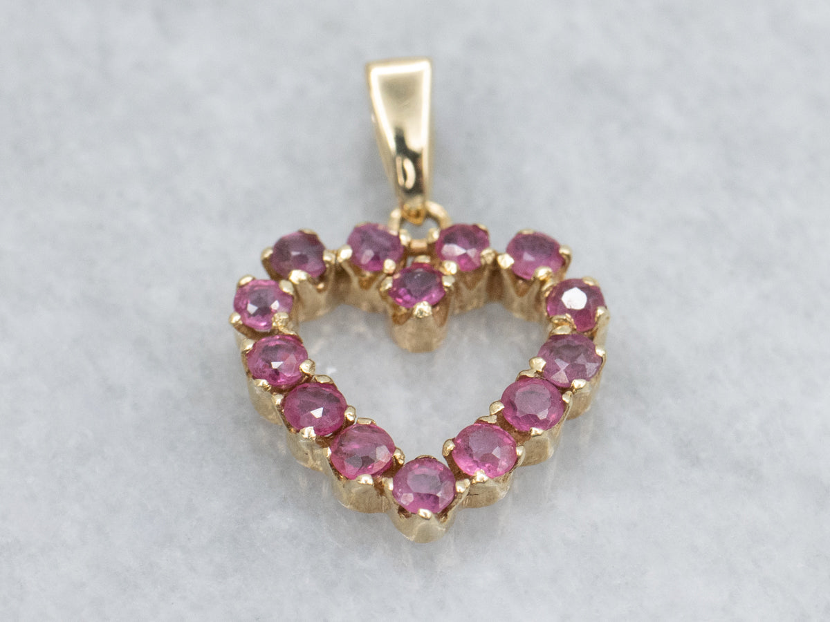 Sweetheart Ruby and Gold Pendant