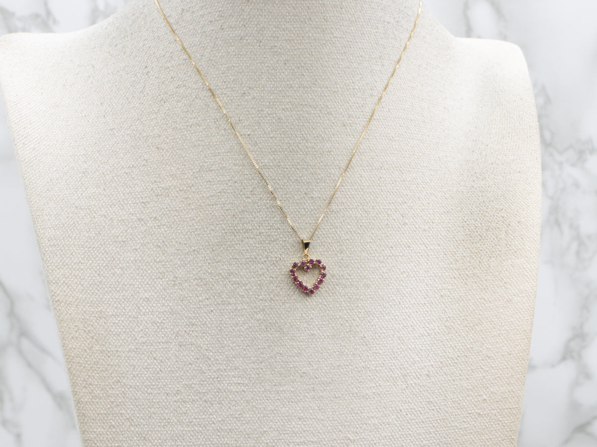 Sweetheart Ruby and Gold Pendant