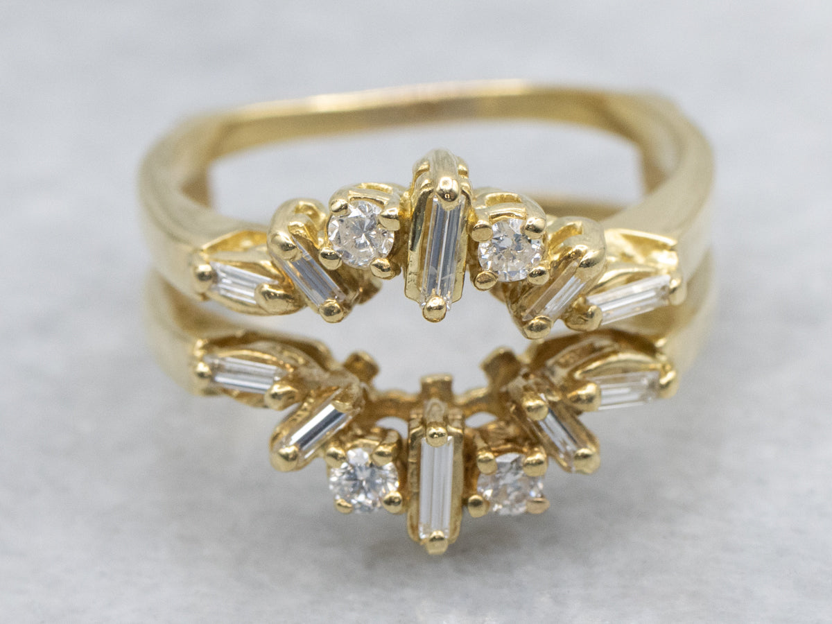 Mixed-Cut Diamond and 18-Karat Gold Enhancer Band