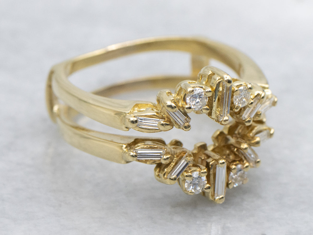 Mixed-Cut Diamond and 18-Karat Gold Enhancer Band