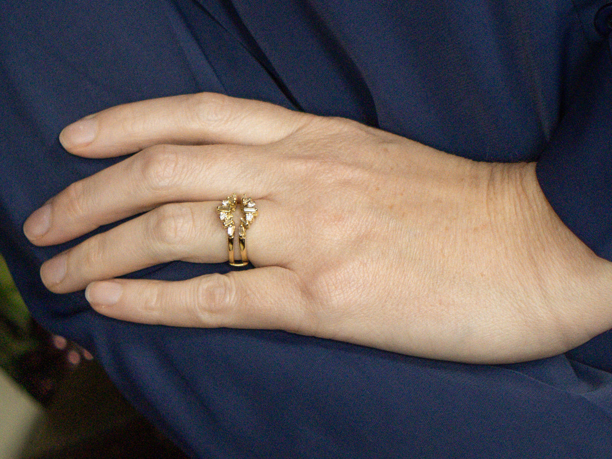 Mixed-Cut Diamond and 18-Karat Gold Enhancer Band