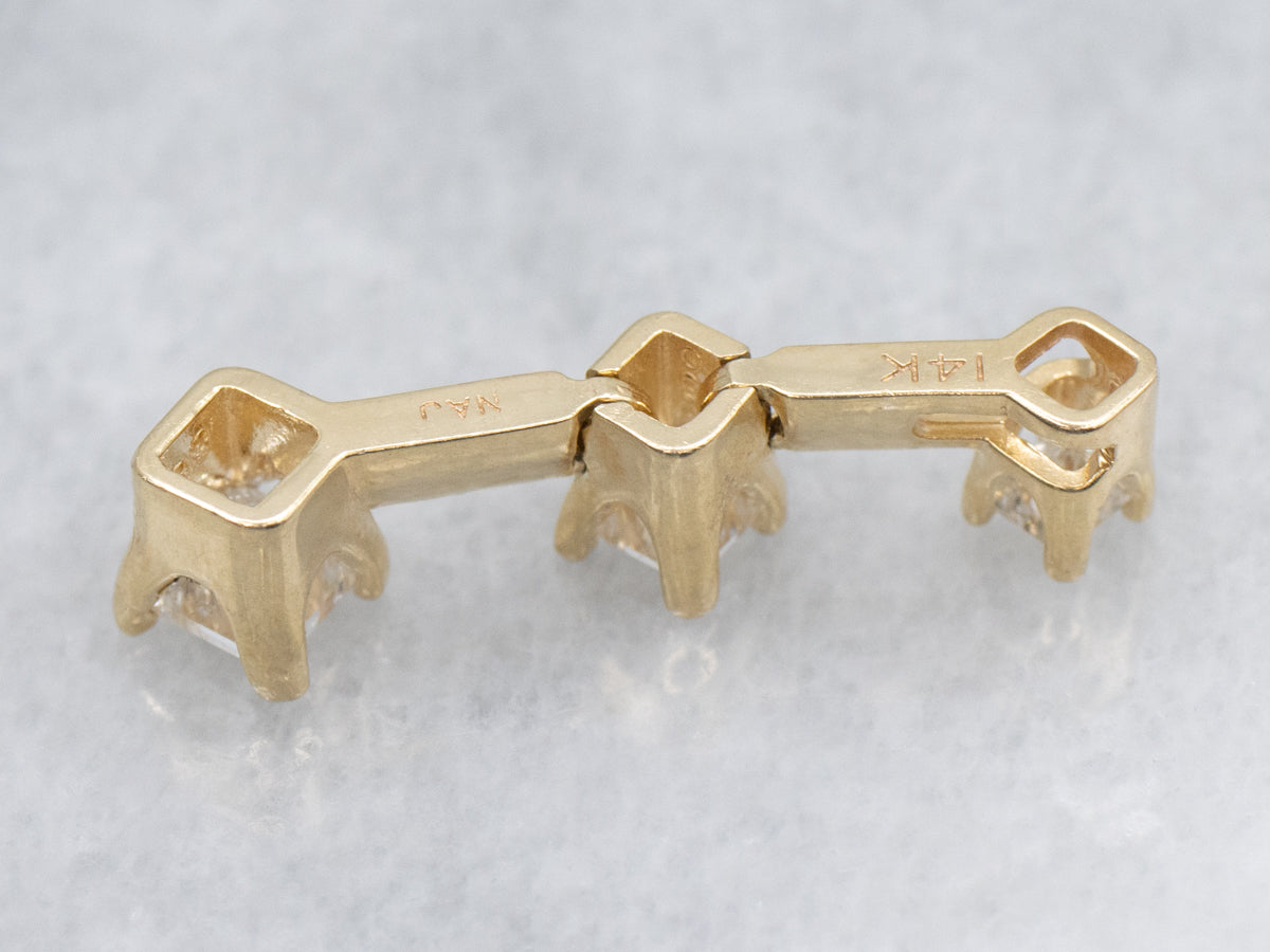 Graduated Princess Cut Diamond Drop Pendant with Hidden Bail