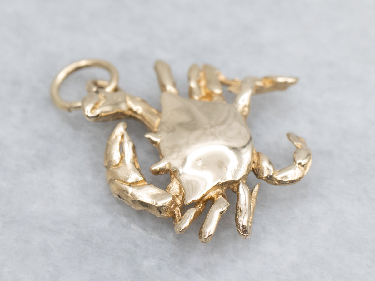 Yellow Gold Crab Charm Pendant