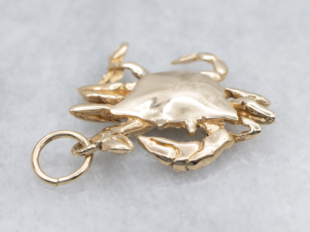 Yellow Gold Crab Charm Pendant