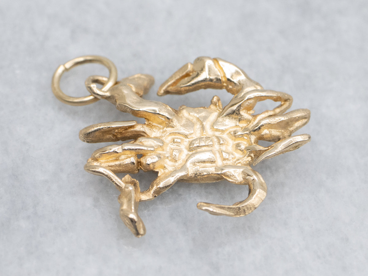 Yellow Gold Crab Charm Pendant
