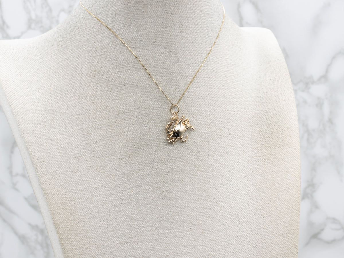 Yellow Gold Crab Charm Pendant