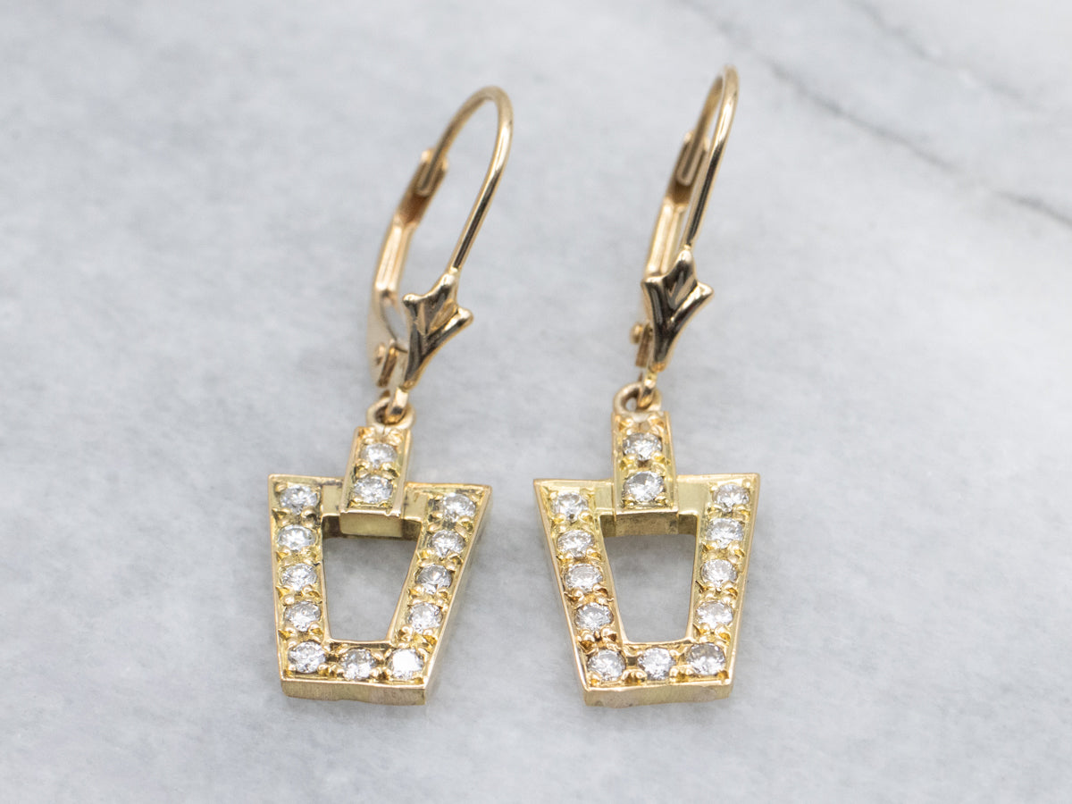 18-Karat Yellow Gold Diamond Link Drop Earrings