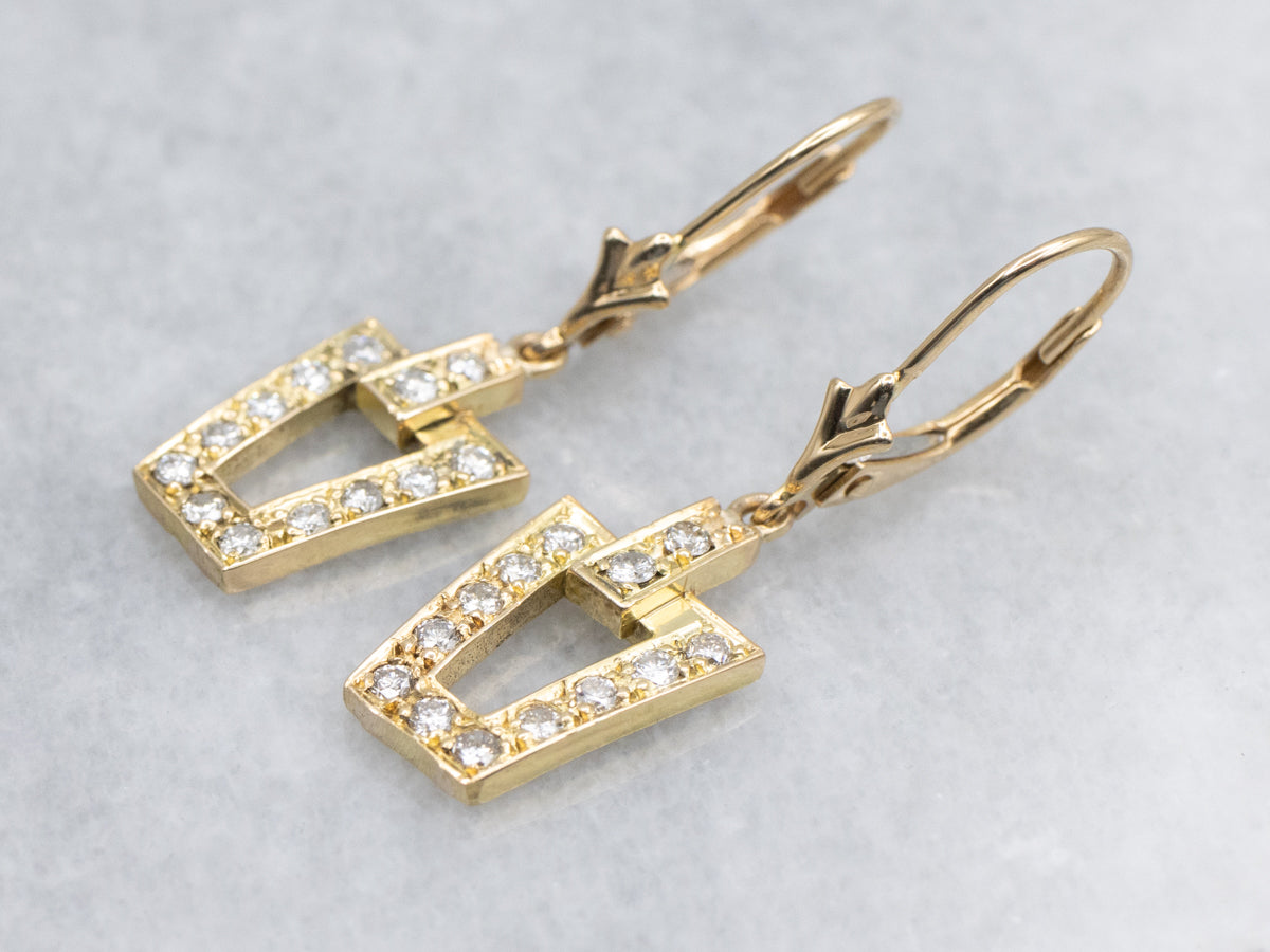 18-Karat Yellow Gold Diamond Link Drop Earrings