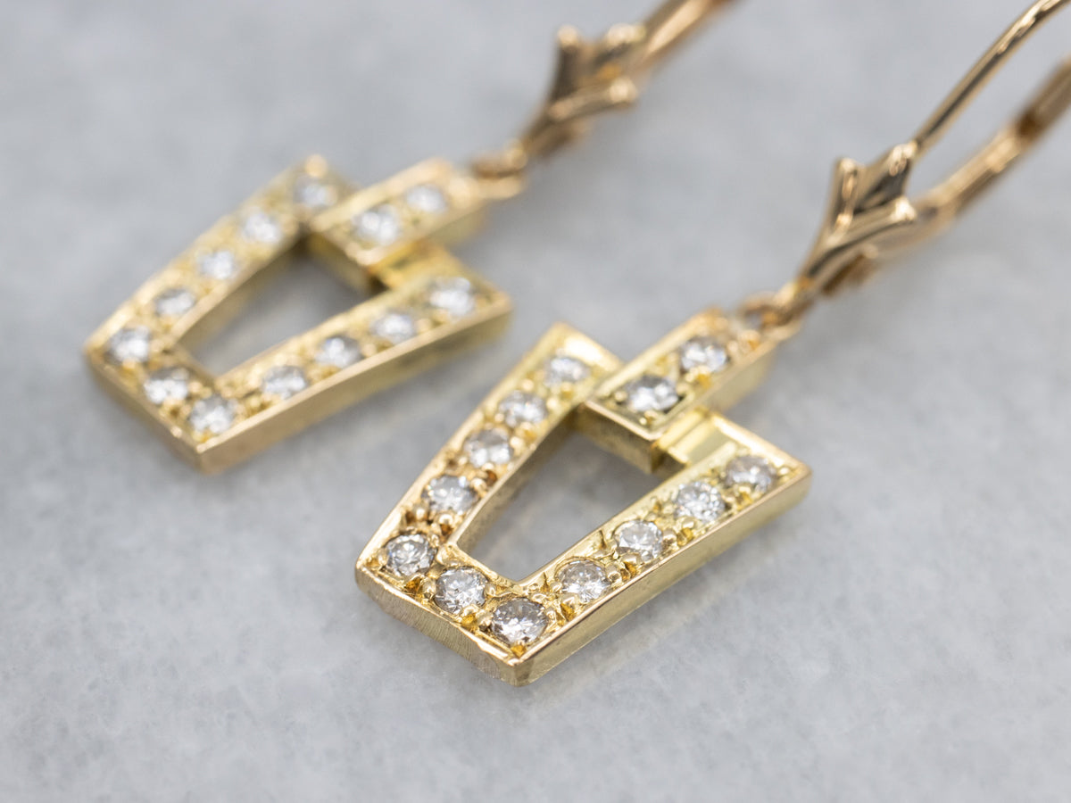 18-Karat Yellow Gold Diamond Link Drop Earrings