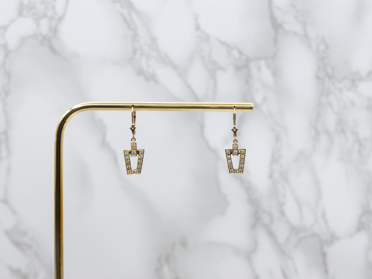 18-Karat Yellow Gold Diamond Link Drop Earrings