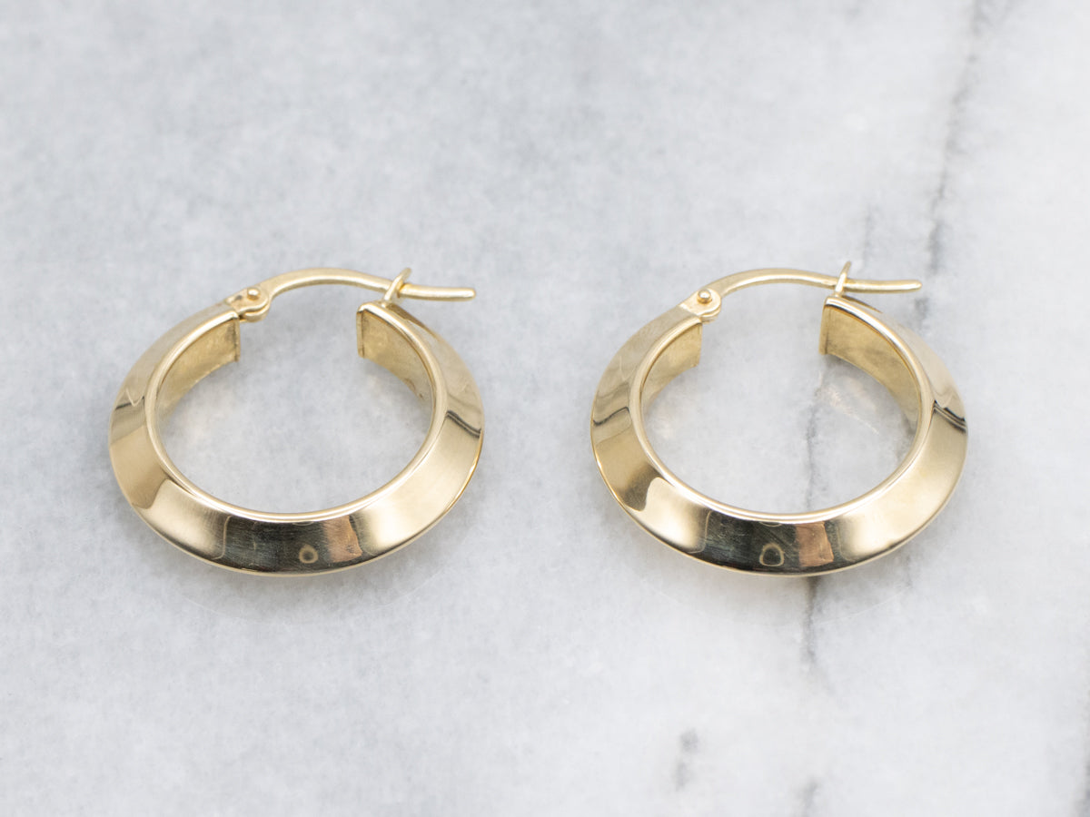 18-Karat Yellow Gold Knife-Edge Hoop Earrings