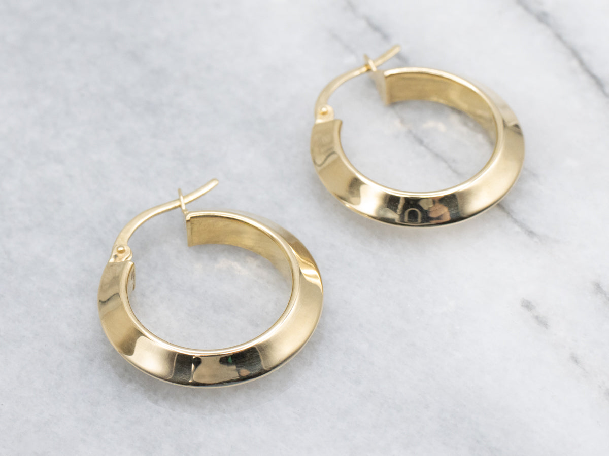 18-Karat Yellow Gold Knife-Edge Hoop Earrings