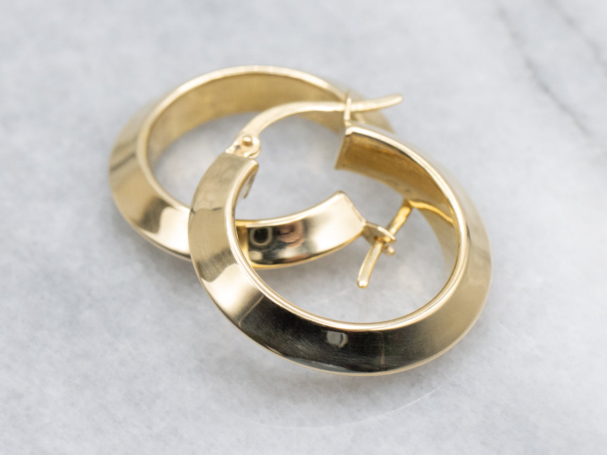 18-Karat Yellow Gold Knife-Edge Hoop Earrings