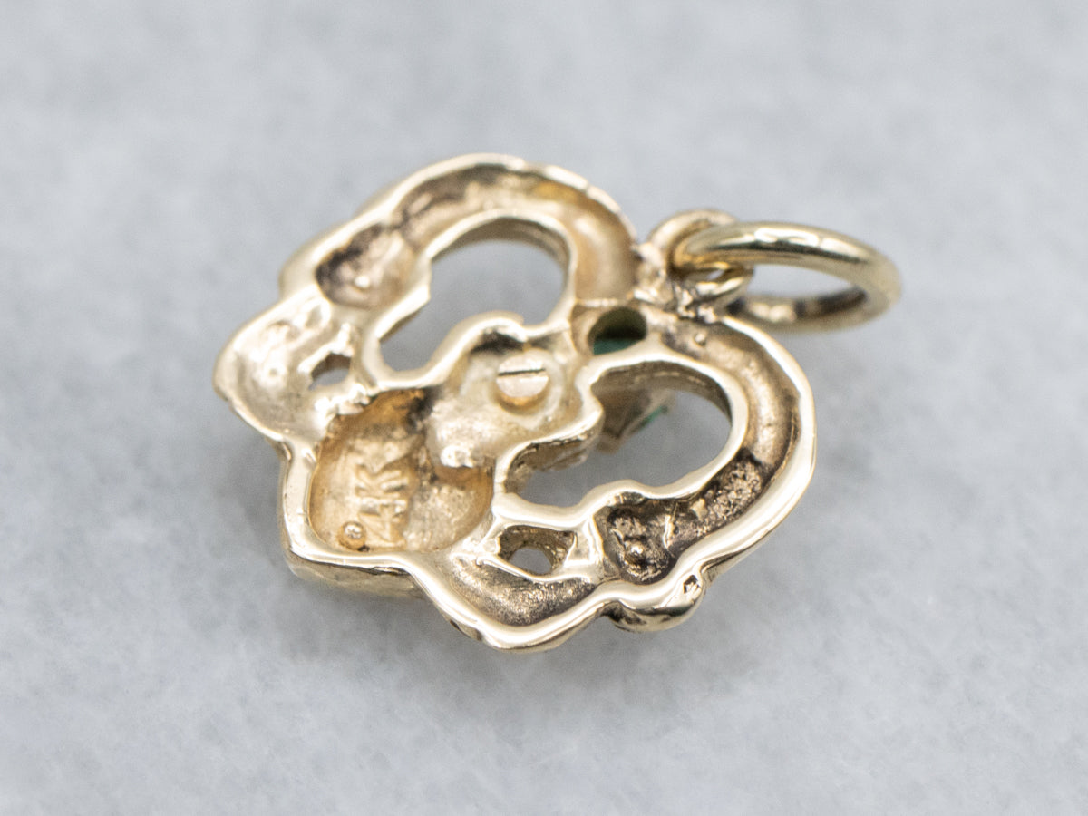 Yellow Gold Claddagh Pendant with Emerald Gemstone