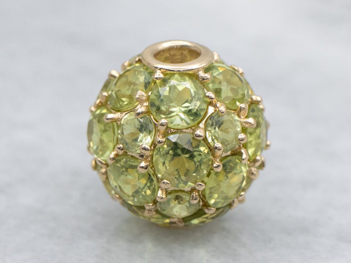 Yellow Gold Peridot Encrusted Beaded Pendant