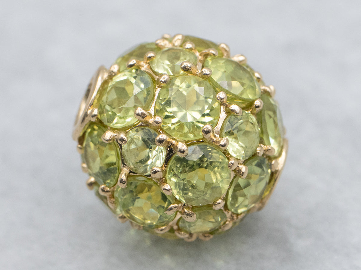 Yellow Gold Peridot Encrusted Beaded Pendant