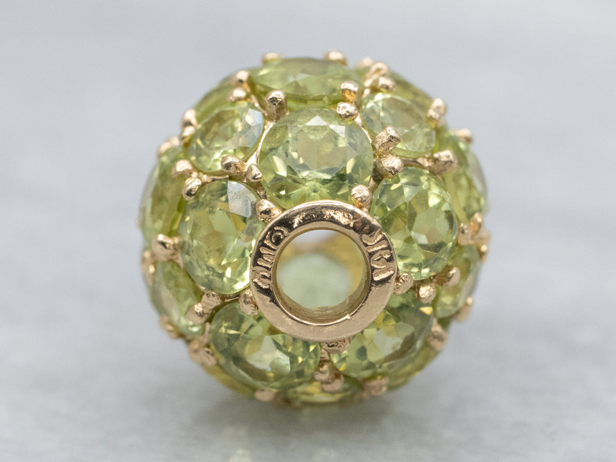 Yellow Gold Peridot Encrusted Beaded Pendant
