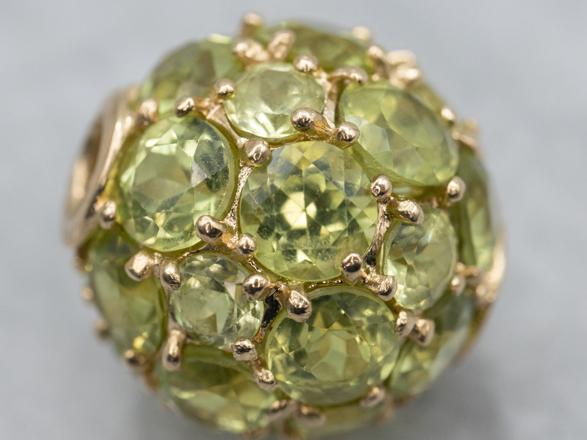 Yellow Gold Peridot Encrusted Beaded Pendant