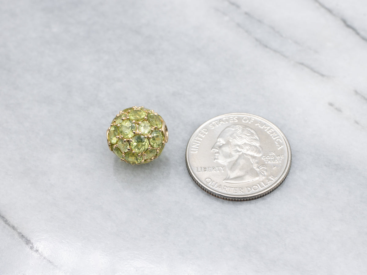 Yellow Gold Peridot Encrusted Beaded Pendant