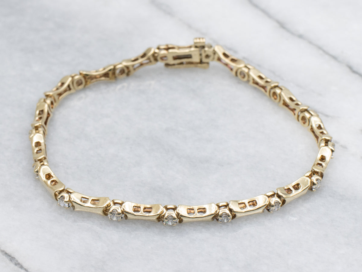 Diamond Yellow Gold Bar-Link Bracelet