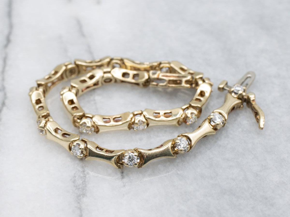 Diamond Yellow Gold Bar-Link Bracelet
