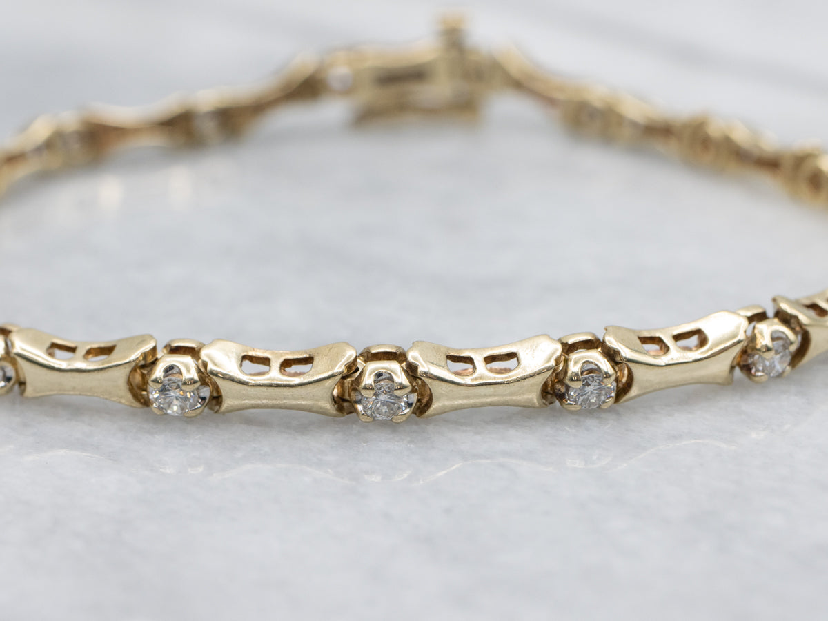 Diamond Yellow Gold Bar-Link Bracelet