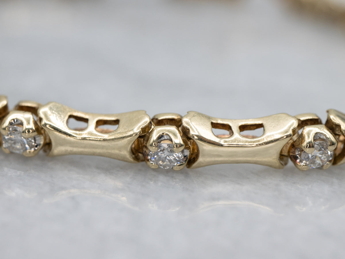 Diamond Yellow Gold Bar-Link Bracelet
