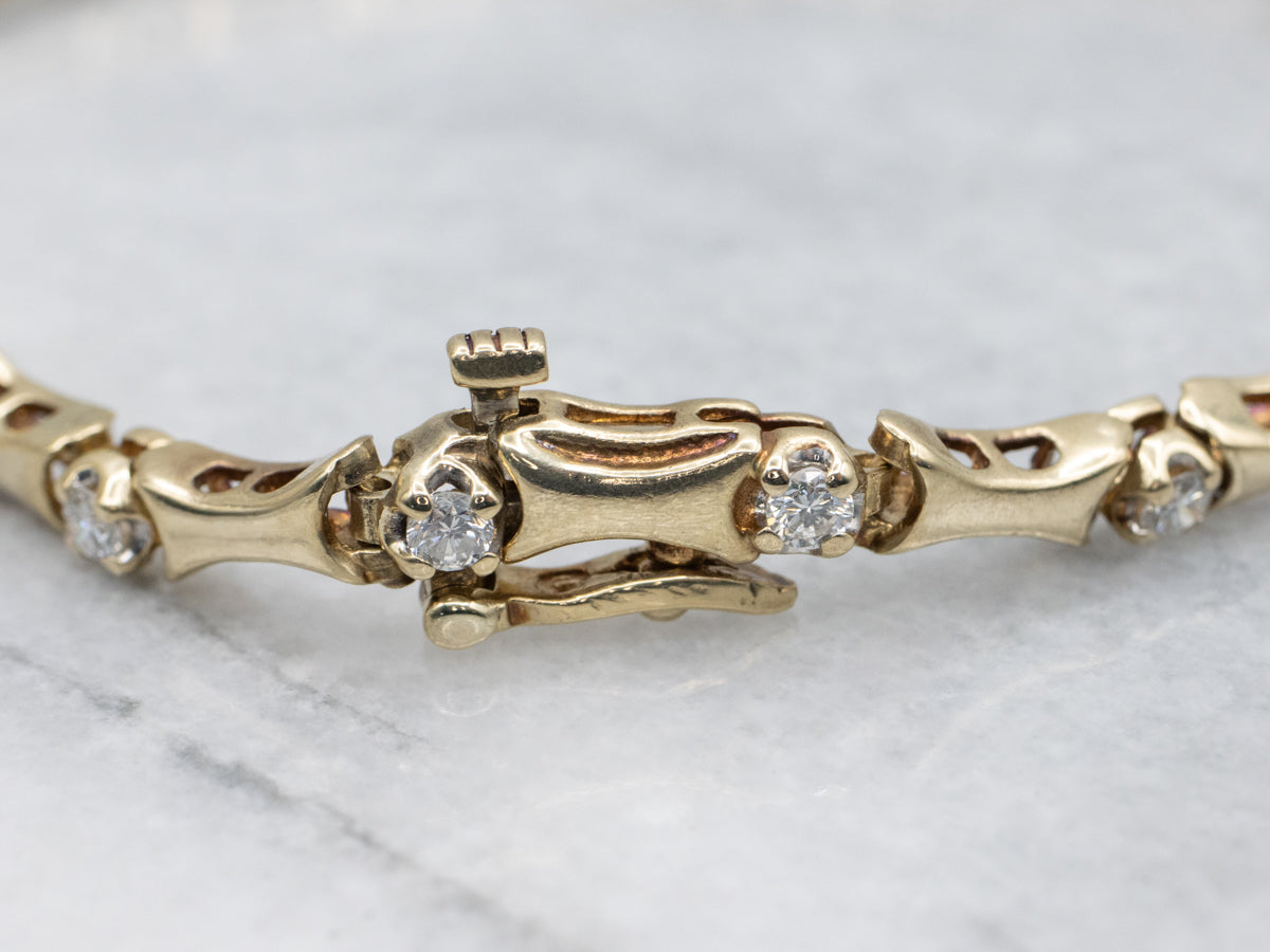 Diamond Yellow Gold Bar-Link Bracelet