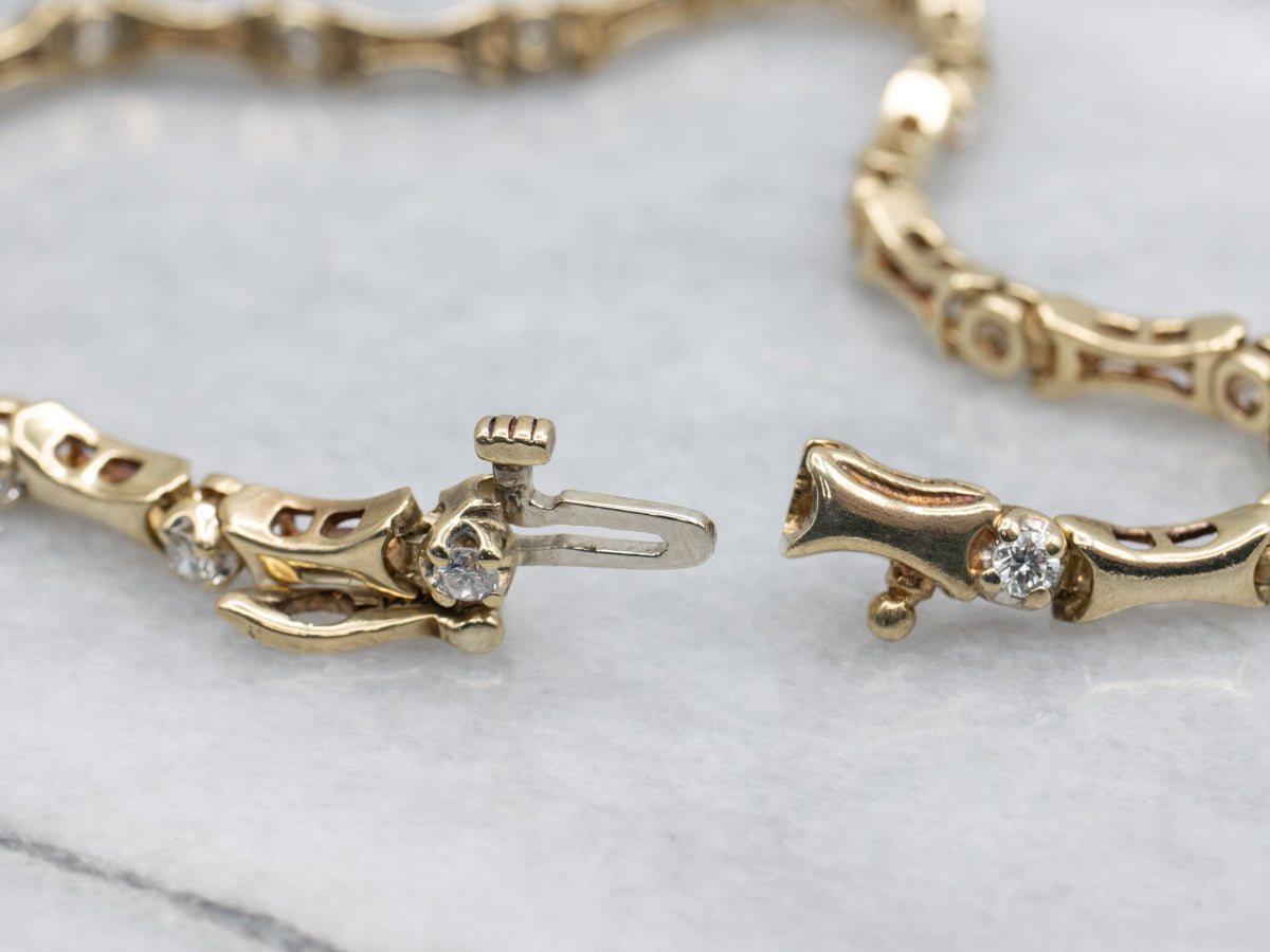 Diamond Yellow Gold Bar-Link Bracelet