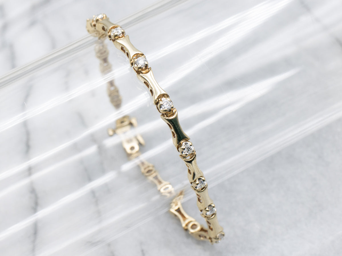 Diamond Yellow Gold Bar-Link Bracelet