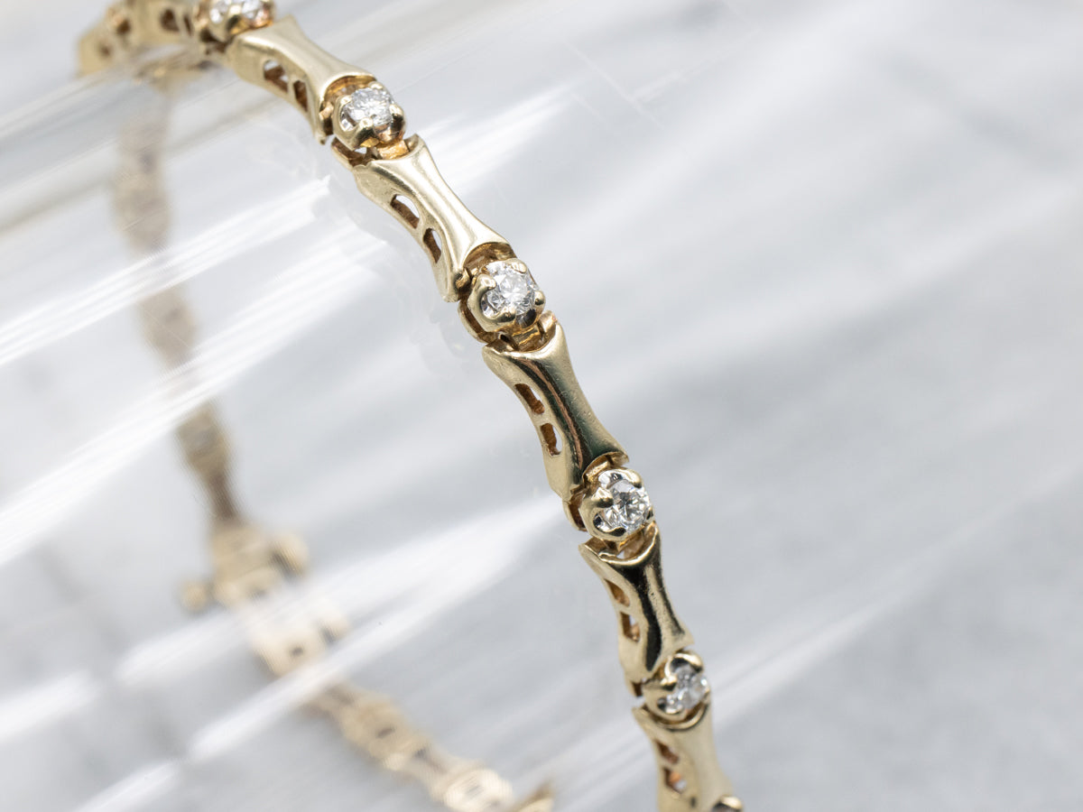 Diamond Yellow Gold Bar-Link Bracelet