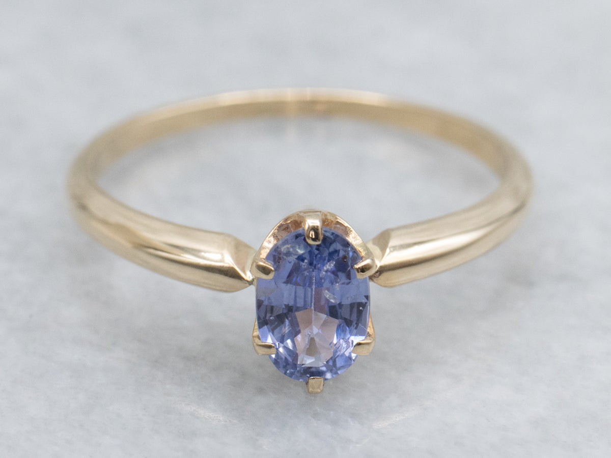 Oval Cut Light Purple Sapphire Gold Solitaire Ring