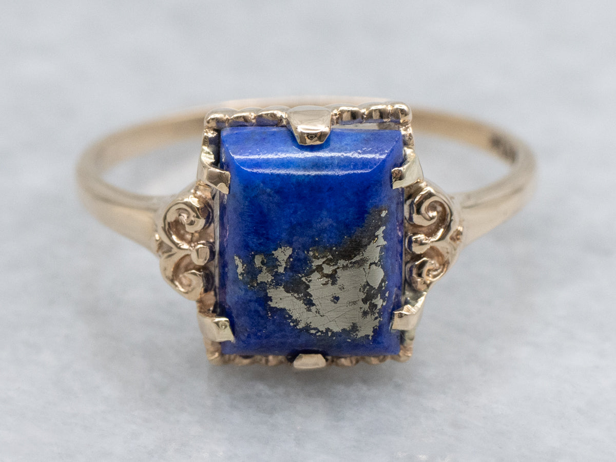 Lapis Rose Gold Solitaire Ring