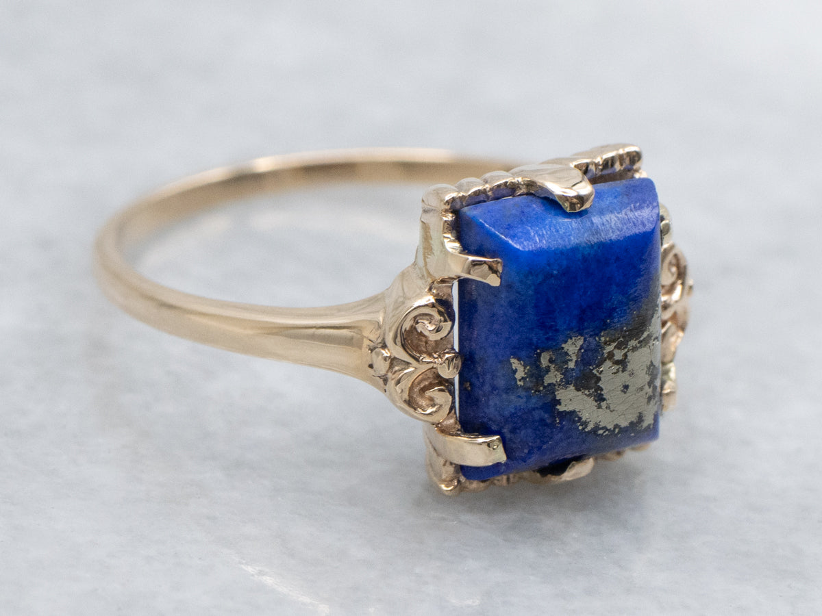 Lapis Rose Gold Solitaire Ring