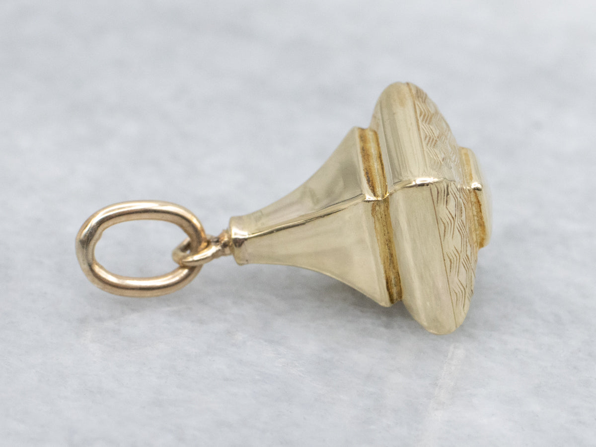Vintage Textured Yellow Gold Pendant