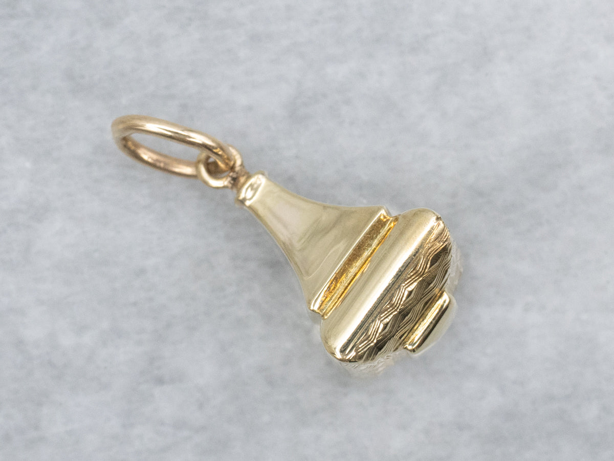 Vintage Textured Yellow Gold Pendant