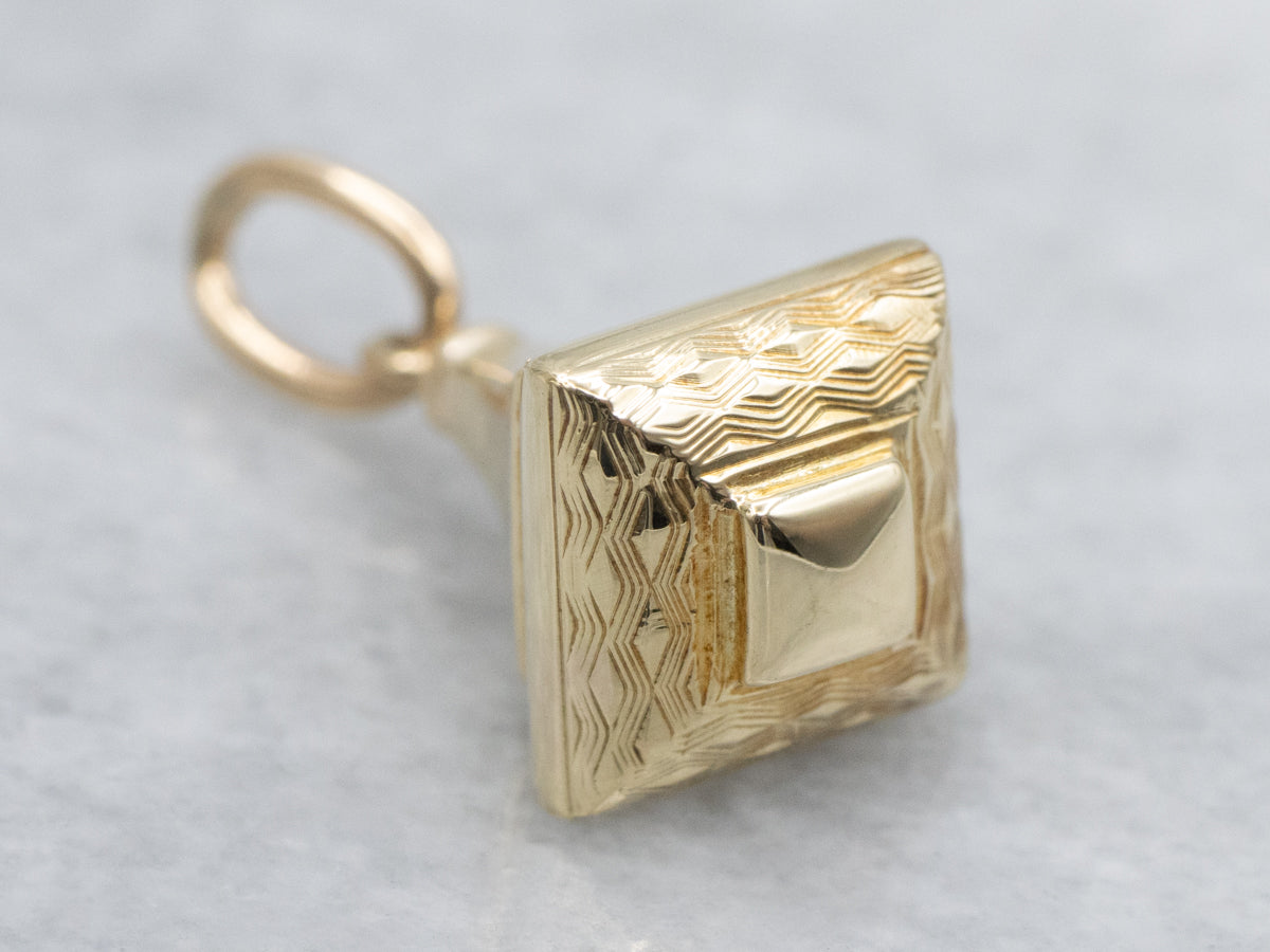Vintage Textured Yellow Gold Pendant