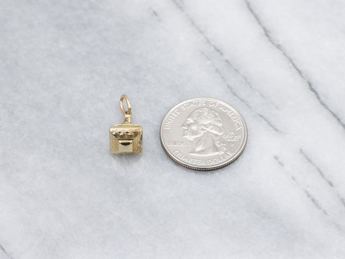 Vintage Textured Yellow Gold Pendant