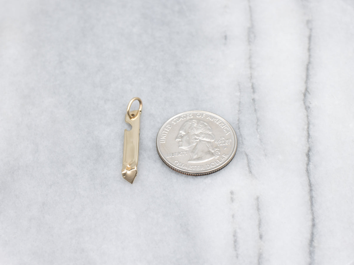 Bottle and Can Opener Yellow Gold Pendant
